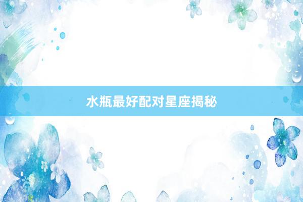 水瓶最好配对星座揭秘